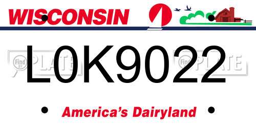 L0K9022 Wisconsin License Plate