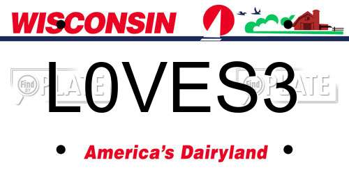 L0VES3 Wisconsin License Plate