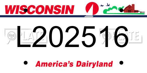 L202516 Wisconsin License Plate