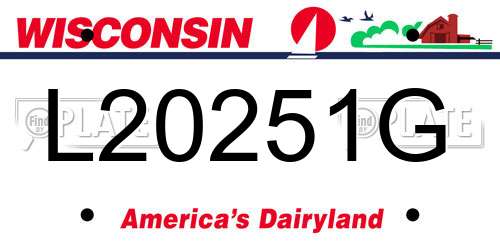L20251G Wisconsin License Plate