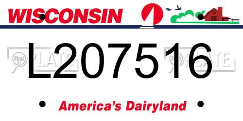 L207516 Wisconsin License Plate