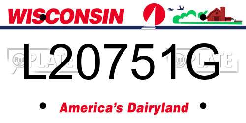 L20751G Wisconsin License Plate