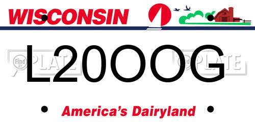 L20OOG Wisconsin License Plate