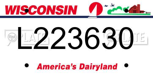 L223630 Wisconsin License Plate