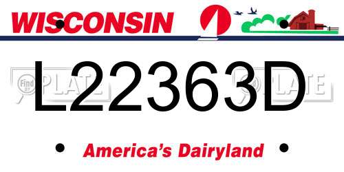 L22363D Wisconsin License Plate
