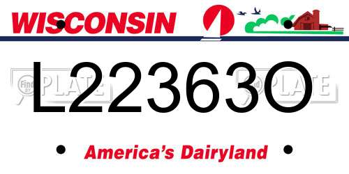 L22363O Wisconsin License Plate