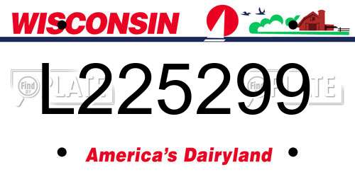 L225299 Wisconsin License Plate