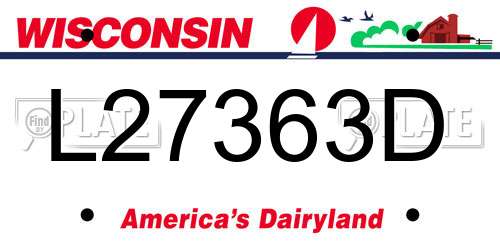L27363D Wisconsin License Plate
