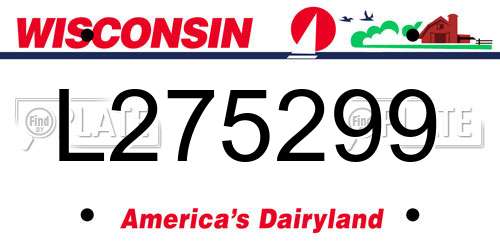 L275299 Wisconsin License Plate