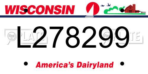 L278299 Wisconsin License Plate