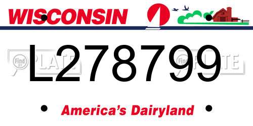 L278799 Wisconsin License Plate