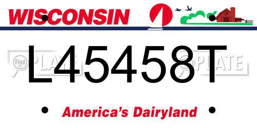 L45458T Wisconsin License Plate