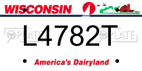 L4782T Wisconsin License Plate