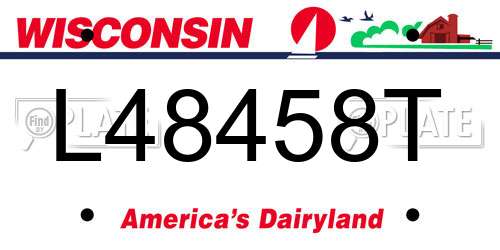 L48458T Wisconsin License Plate