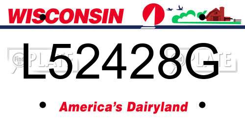 L52428G Wisconsin License Plate