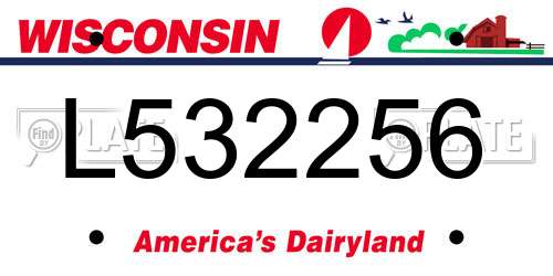 L532256 Wisconsin License Plate