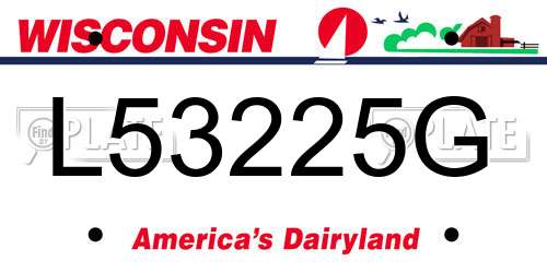 L53225G Wisconsin License Plate