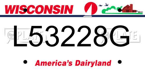 L53228G Wisconsin License Plate