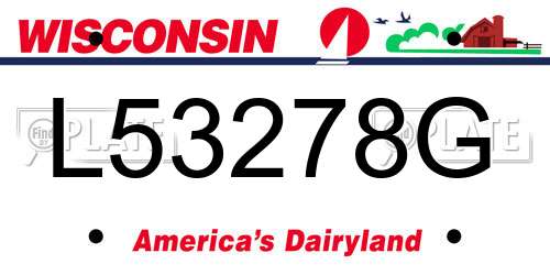 L53278G Wisconsin License Plate