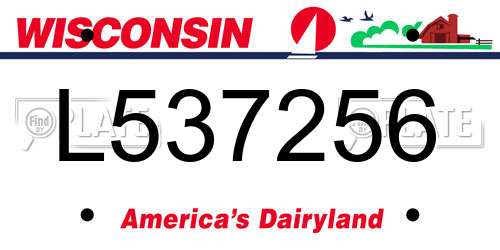 L537256 Wisconsin License Plate