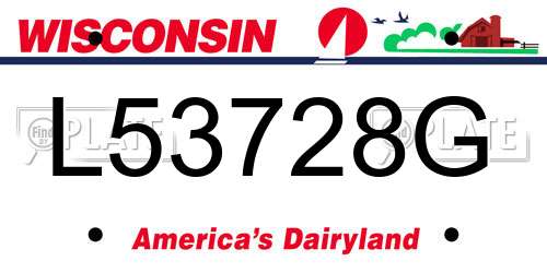 L53728G Wisconsin License Plate