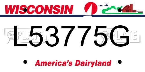 L53775G Wisconsin License Plate