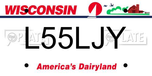 L55LJY Wisconsin License Plate