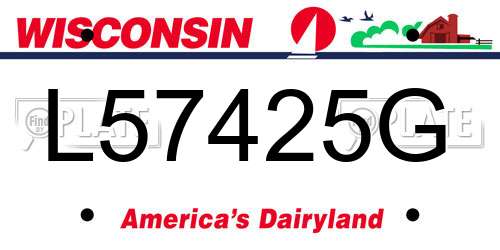 L57425G Wisconsin License Plate