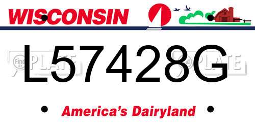 L57428G Wisconsin License Plate