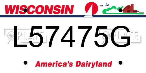 L57475G Wisconsin License Plate