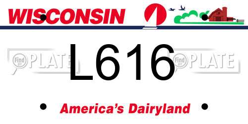 L616 Wisconsin License Plate