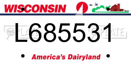 L685531 Wisconsin License Plate