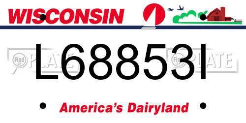 L68853I Wisconsin License Plate
