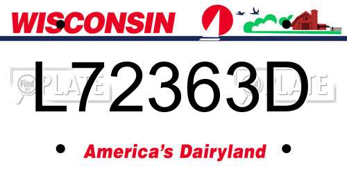 L72363D Wisconsin License Plate