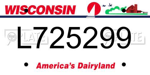L725299 Wisconsin License Plate