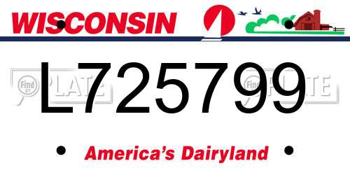 L725799 Wisconsin License Plate