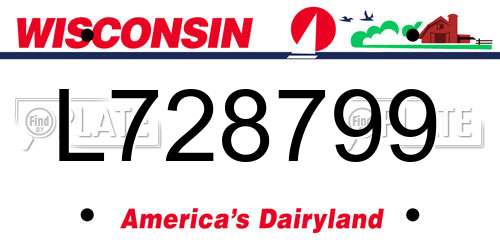 L728799 Wisconsin License Plate
