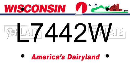 L7442W Wisconsin License Plate