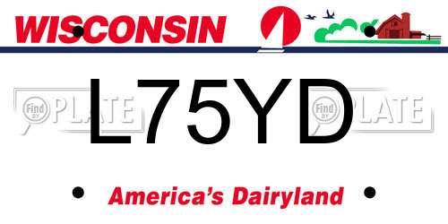 L75YD Wisconsin License Plate