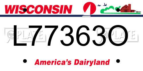 L77363O Wisconsin License Plate