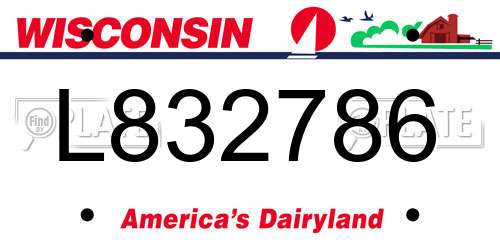 L832786 Wisconsin License Plate