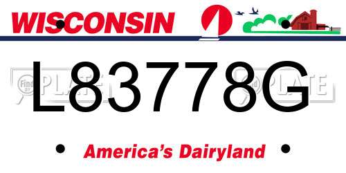 L83778G Wisconsin License Plate