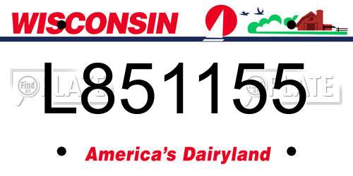 L851155 Wisconsin License Plate