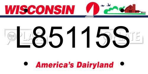 L85115S Wisconsin License Plate