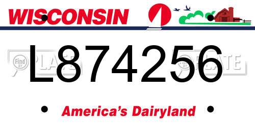 L874256 Wisconsin License Plate