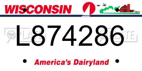 L874286 Wisconsin License Plate
