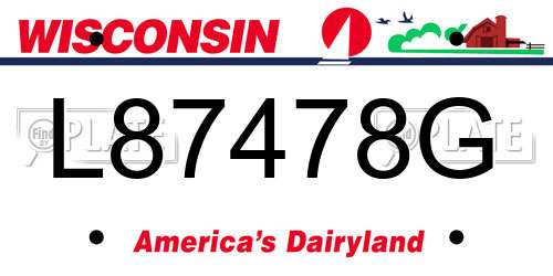 L87478G Wisconsin License Plate