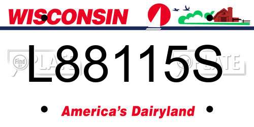 L88115S Wisconsin License Plate