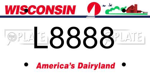 L8888 Wisconsin License Plate
