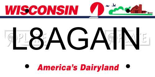 L8AGAIN Wisconsin License Plate